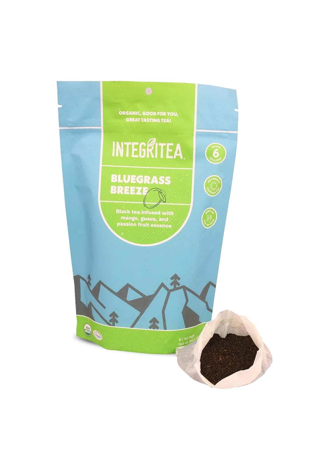 Integritea Integritea Bluegrass Breeze Hot Or Cold Brew Organic Black Tea Bags Infused With Guava Passion Fruit Mango Tea - 6-Ba