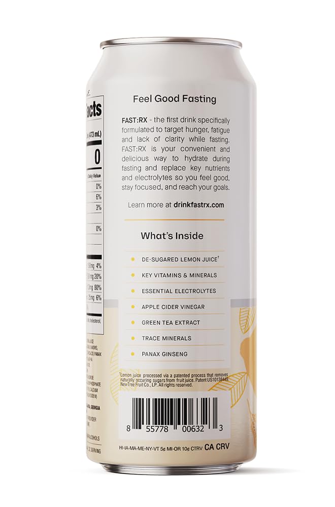 Fastrx Meyer Lemon Still Fasting Electrolytes Drink – Sugar Free Electrolytes For Glp-1 Hydration Support, Hunger Suppressant With Vitamins & Minerals – Zero Calories & Carbs – 16Oz, 12-Pack