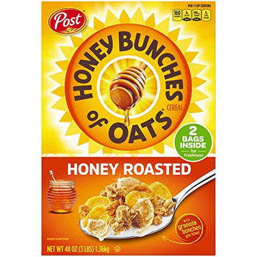 Honey Bunches Of Oats Honey Roasted, Heart Healthy, Low Fat, Made With Whole Grain Cereal, Pack Of 4