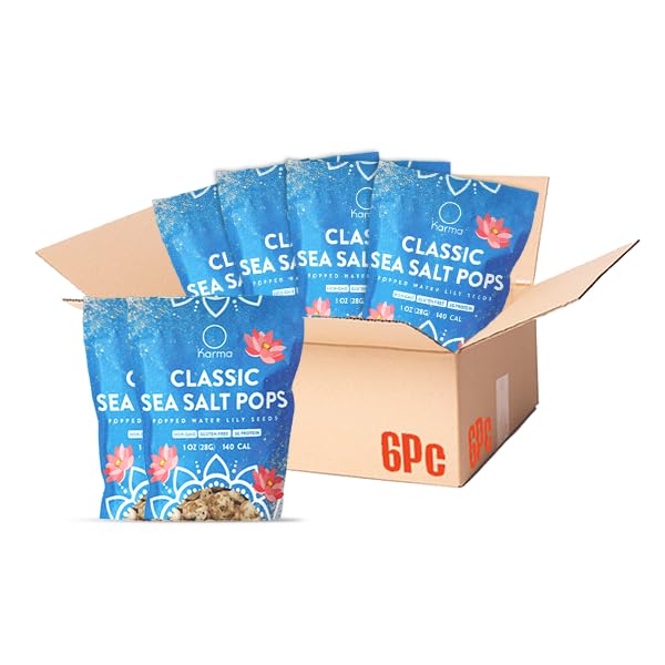 Karma Popped Water Lily Seeds - Classic Sea Salt | Light & Crunchy Superfood Snack | Gluten-Free, Vegan, High in Plant Protein |