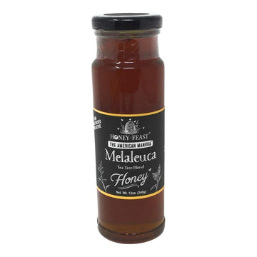 Honey Feast Raw Melaleuca Honey 12 Ounces Unfiltered And Pure Cold Packed And Hand Poured In Florida, Usa