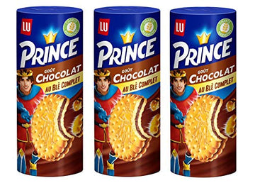 Lu - Prince Chocolate Biscuits - 3 Packs - 300G Per Pack - Chocolate Chip Flavored Cookies - With Chocolate Nuggets - Rich In Cereals - Cocoa Cream Filling Sandwiched
