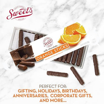 Sweet Candy Company Milk Chocolate Orange Sticks - Gourmet Chocolate Covered Sticks, Chocolate Fruit Flavored Sticks, Gift Idea