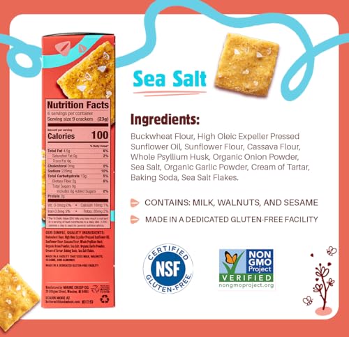 Better with Buckwheat Sea Salt Crackers, 6-Pack - A Complete Protein, Gluten-Free Crackers, Healthy Snack Crackers, Grain-Free,