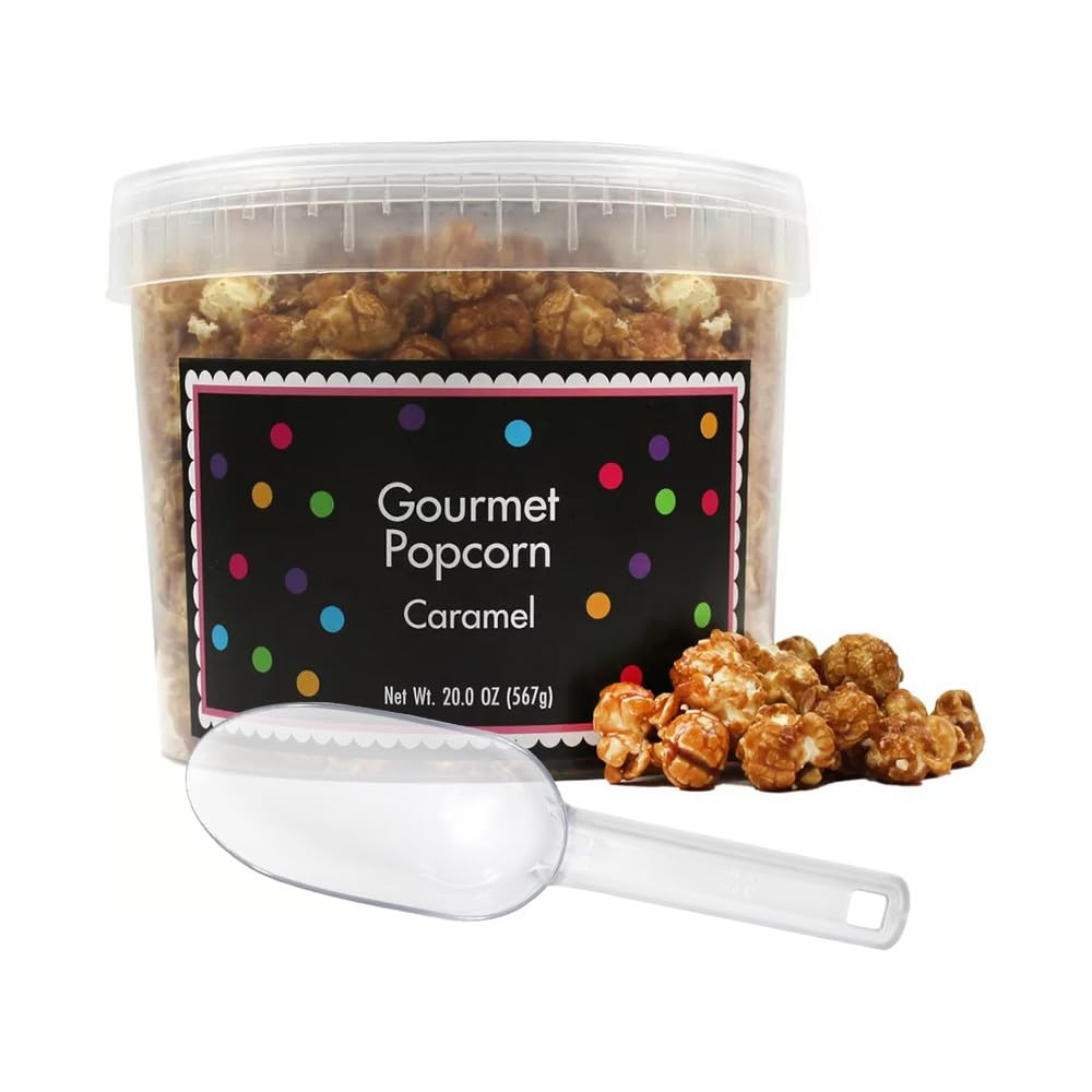 The Hampton Popcorn Company Caramel Popcorn Bucket, 20 Ounce, Fresh Gourmet Brown Caramel Corn