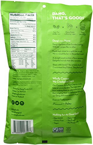 Dang Thai Rice Chips | Gluten Free, Soy Free & Preservative Free Rice Crisps, Healthy Snacks Made with Whole Foods (Coconut Crunch, 3.5 Ounce (Pack of 1))