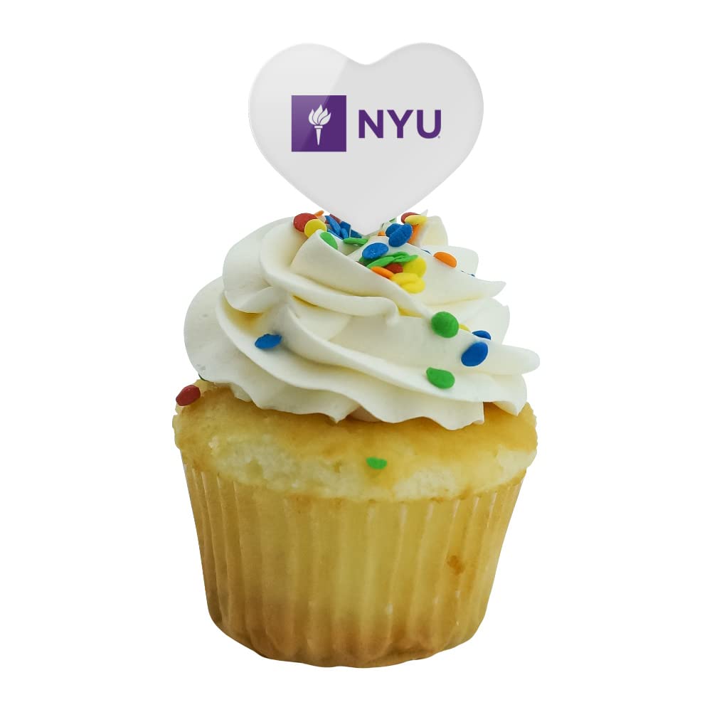 GRAPHICS & MORE Cupcake Picks Set of 6, Acrylic, New York University Heart Decoration, Model CUPT.HRT.ACR.6PK.CLCNYU500B