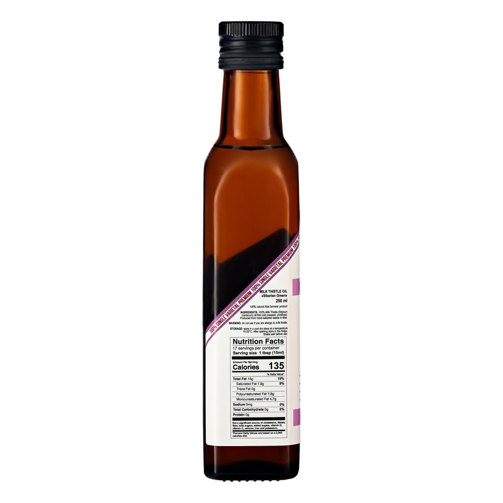 Siberian Green Milk Thistle Oil – 250Ml Single Varietal Seed Oil – Extra Virgin Unrefined Cold Pressed Food-Grade Formula From Siberia Altai Golden Mountains