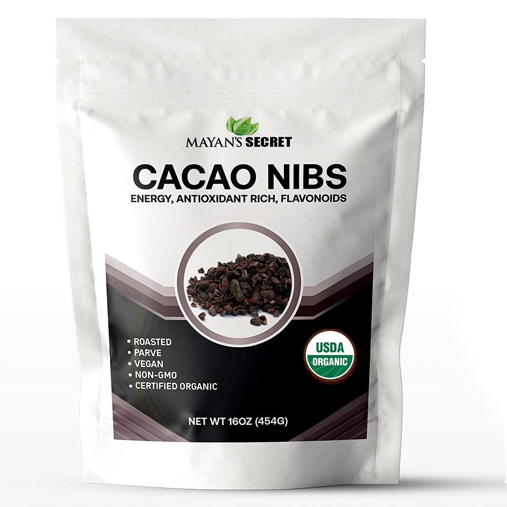 Mayans Secret = 1lbs USDA Certified Cacao Nibs Organic Cocoa Nibs Raw Organic Superfood, Gluten Free Pure Delicious Chocolate Es