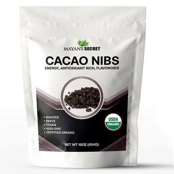 Mayans Secret = 1lbs USDA Certified Cacao Nibs Organic Cocoa Nibs Raw Organic Superfood, Gluten Free Pure Delicious Chocolate Es