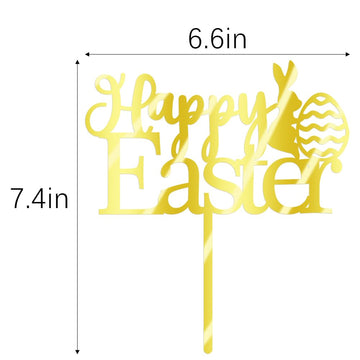 Fmiyuneea Happy Easter Cake Topper-Glitter For Easter Day Bunny Theme Party Baby ShowerHappy Birthday Party Decorations Suppli