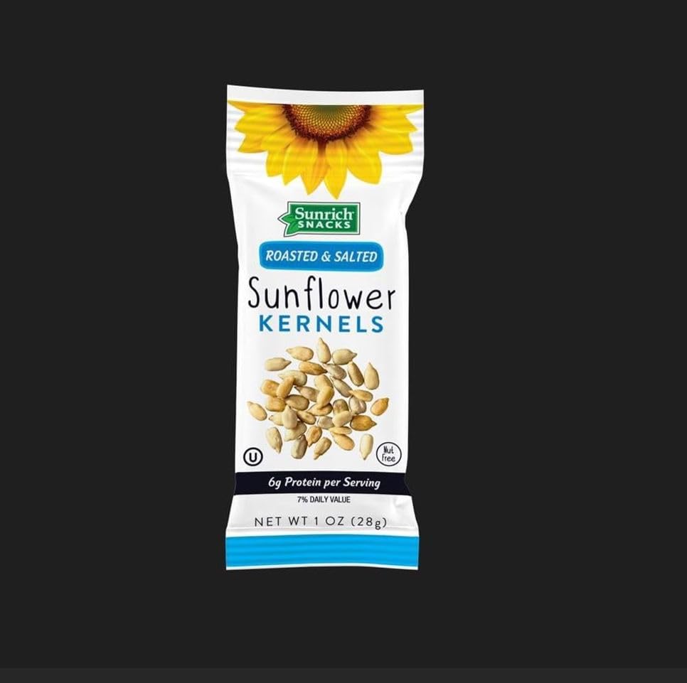 Roasted and Salted 20 Individual Travel Snack Packs, Sunrich Snacks, Rich in Vitamin E, Protein, and Fiber, Non-GMO and Kosher, 