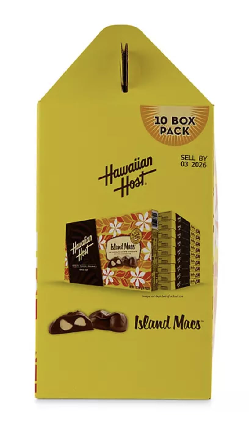 Hawaiian Host Island Macs Milk Chocolate Covered Macadamia Nuts, 5 oz Boxes, 12 Count