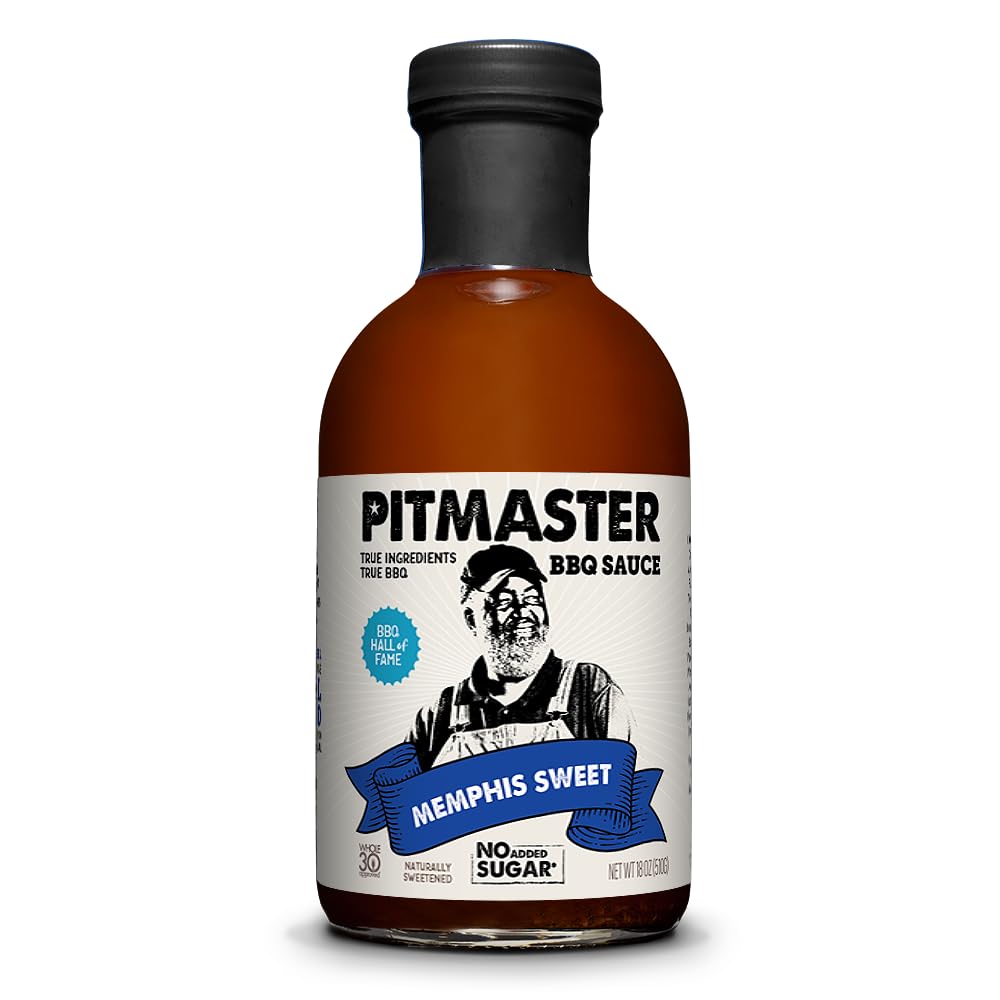 True Made Foods Memphis Style Barbecue Sauce, Sweet and Spicy, No Sugar Added, Keto, Whole30, Paleo (18oz, 1 Pack)