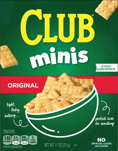 Club Minis Crackers, Lunch Snack, Original, 11oz Box (Pack of 2)