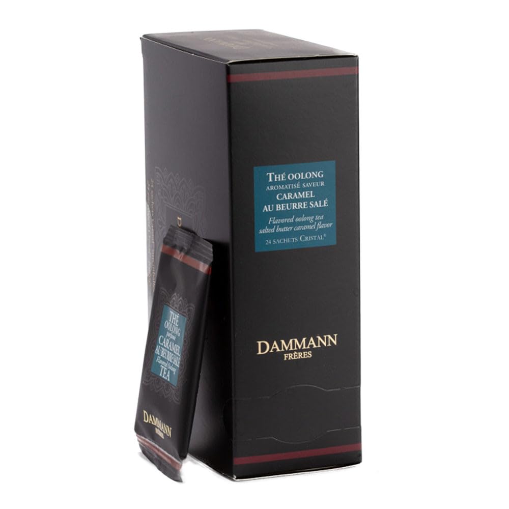 Dammann Freres Sachets, Caramel au Beurre Tea Bags, Premium Gourmet French Oolong Tea, Individually Wrapped, 24 Count (Single Pa