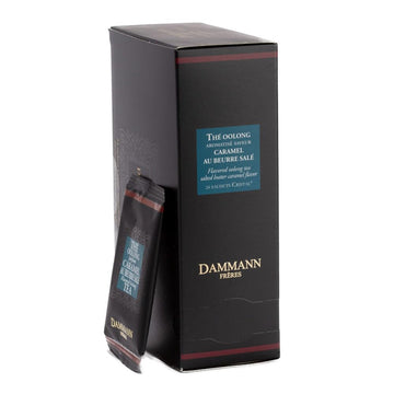 Dammann Freres Sachets, Caramel au Beurre Tea Bags, Premium Gourmet French Oolong Tea, Individually Wrapped, 24 Count (Single Pa