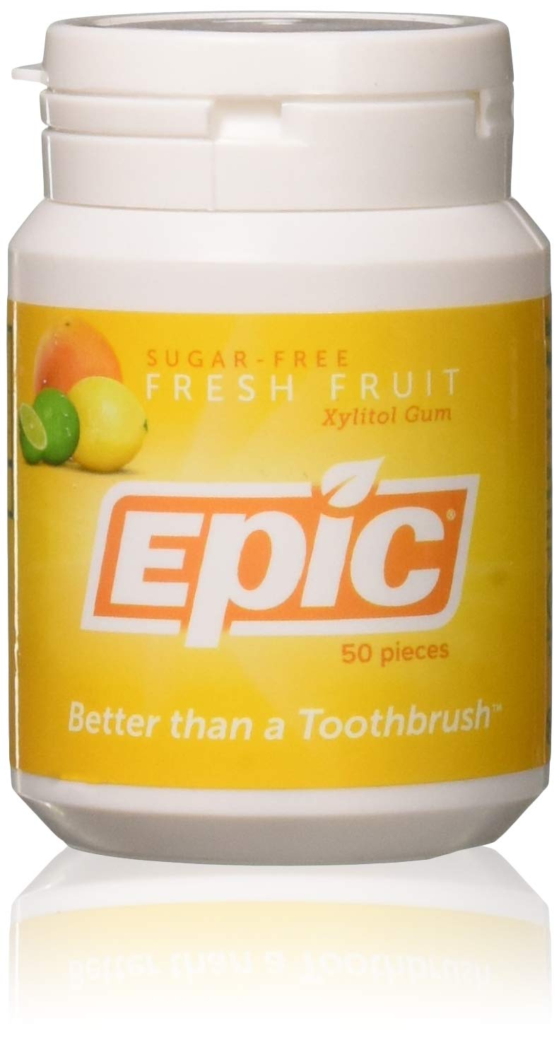 Epic Gum - Aspartame Free 100% Xylitol - Chewing Gum Sugar Free Gum - Fresh Fruit Flavored, 50 Pieces (Pack Of 3)