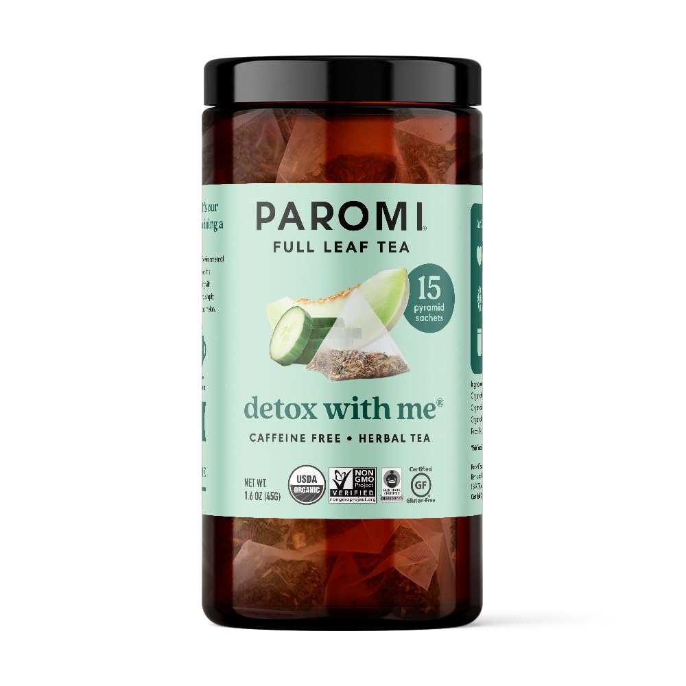 Paromi Detox With Me Rooibos Organic Tea Organic Herbal Tea, Signature Jar, 15 Count (Pack of 6)