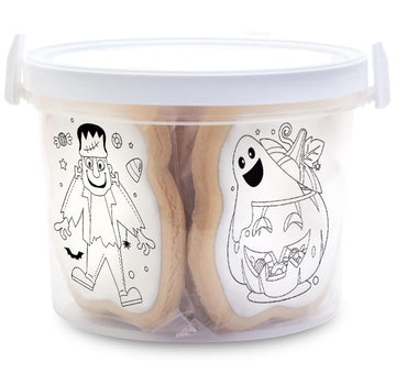 Halloween Cookies Decorating Kit Coloring Gift For Kids Food | 4 Jumbo Cookies + 3 Edible Markers | Individually Wrapped | Activ
