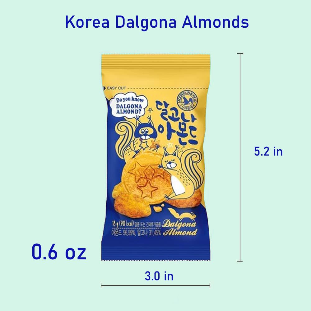 Minecook Dalgona Seasoned Almonds Snack | Work, Trip, Camping, Party Snacks | Korean Souvenir (0.63Oz * 10 Packs)