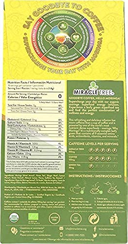 Miracle Tree'S Moringa Energy Tea - Green Tea, Ginger & Lemon | Super Caffeinated Blend | Healthy Coffee Alternative, Perfect Fo