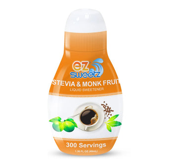 Ez-Sweetz Stevia & Monk Fruit (3 Pack | 1.36Oz - Liquid Sweetener 300 Servings/Bottle)