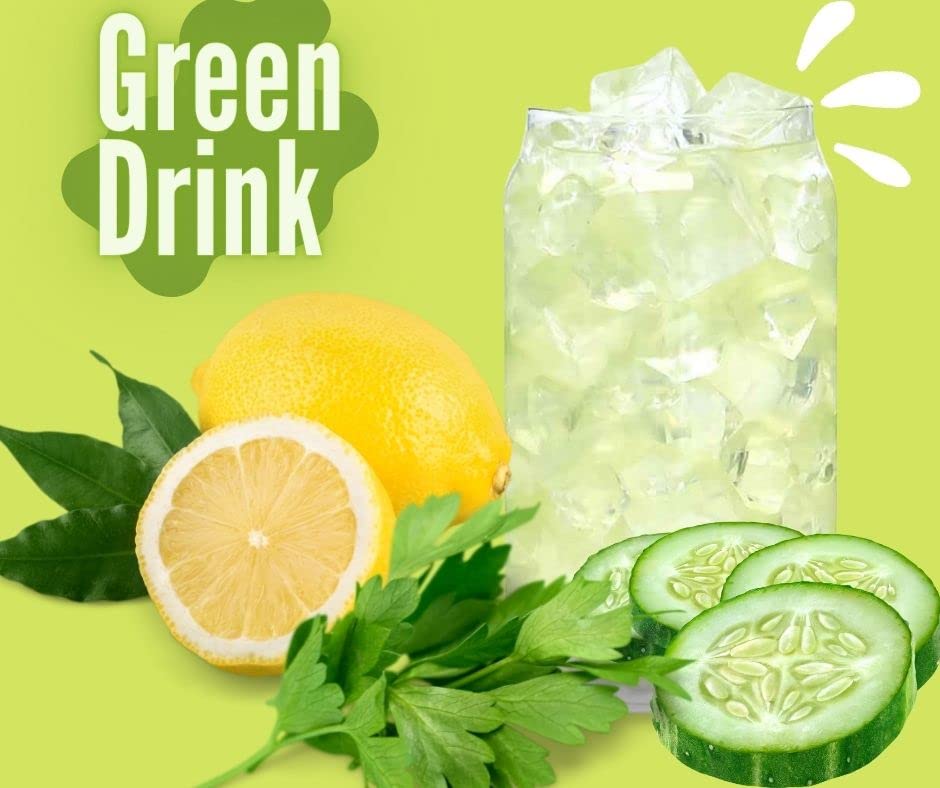 Green Drink Powder Cucumber Cilantro Honey Refresher Natural Superfood 12Oz Great For Loaded Tea Bubble Tea