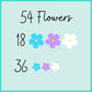 54 Winter Blossoms Icing Flowers | Small Edible Flowers | Icing Roses | Blue And Purple | Flower Sprinkles | Purple Sugar Flower