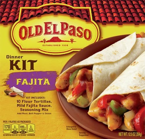 Old El Paso Fajita Dinner Kit with Flour Tortillas & Mild Sauce, 12.5 oz, Easy Meal Prep, 10 Ct