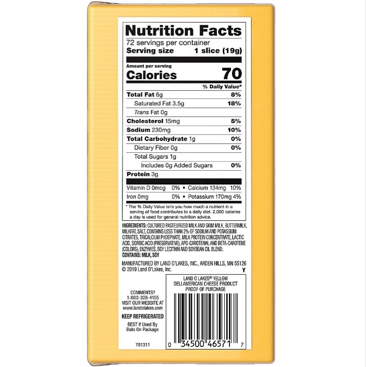 Land O Lakes Sliced Yellow American Deli Cheese, 3 lbs. - Premium Quality, Ideal for Sandwiches and Snacks