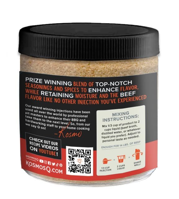 Kosmos Q Original BBQ Beef Injection - Beef, Rib & Brisket Injection Marinade - BBQ Seasoning Made in the USA (Beef Brisket)
