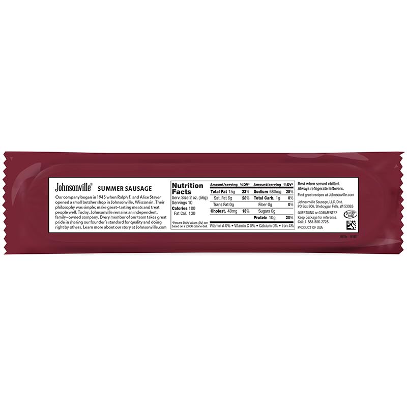 Johnsonville Beef Summer Sausage, Good Source of Protein, 20 oz