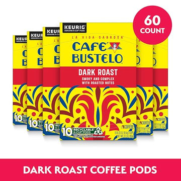 Caf? Bustelo Dark Roast Coffee  10 Ct. K-Cup pods (Pack of 6)