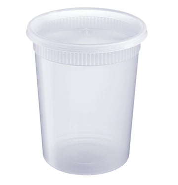 Gusto [32 Oz. - 24 Count Plastic Deli Containers With Lids - Disposable Food Storage Containers With Airtight Lids, Ideal For Soups, Stews, And Meal Prep