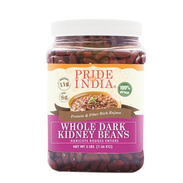 Pride Of India - Pack Of 6 - Indian Whole Dark Kidney Beans - Protein & Fiber Rich Rajma, 3 Pound Jar