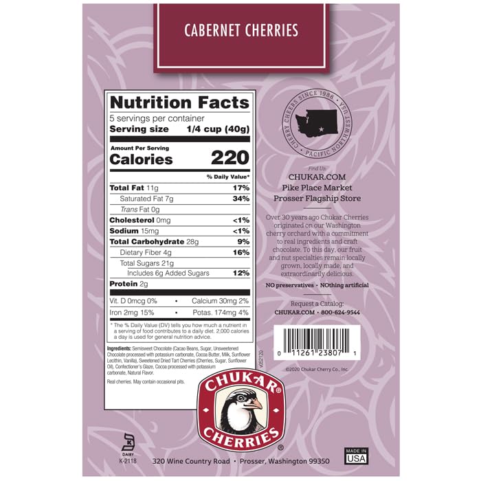 Chukar Cherries Dark Chocolate Cabernet Cherries - 1 Bag