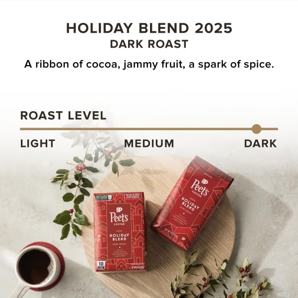 Peets Coffee  Dark Roast Single Serve Coffee Pods - Holiday Blend 10 Count (1 Box of 10 Pods)