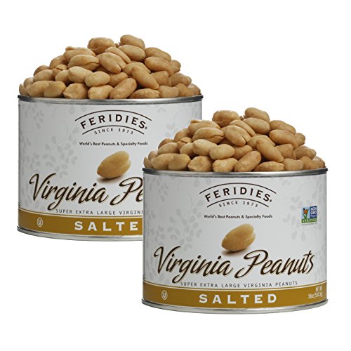 FERIDIES Salted Virginia Peanuts - Super Extra Large - 18oz Vacuum Tins (Pack of 2)