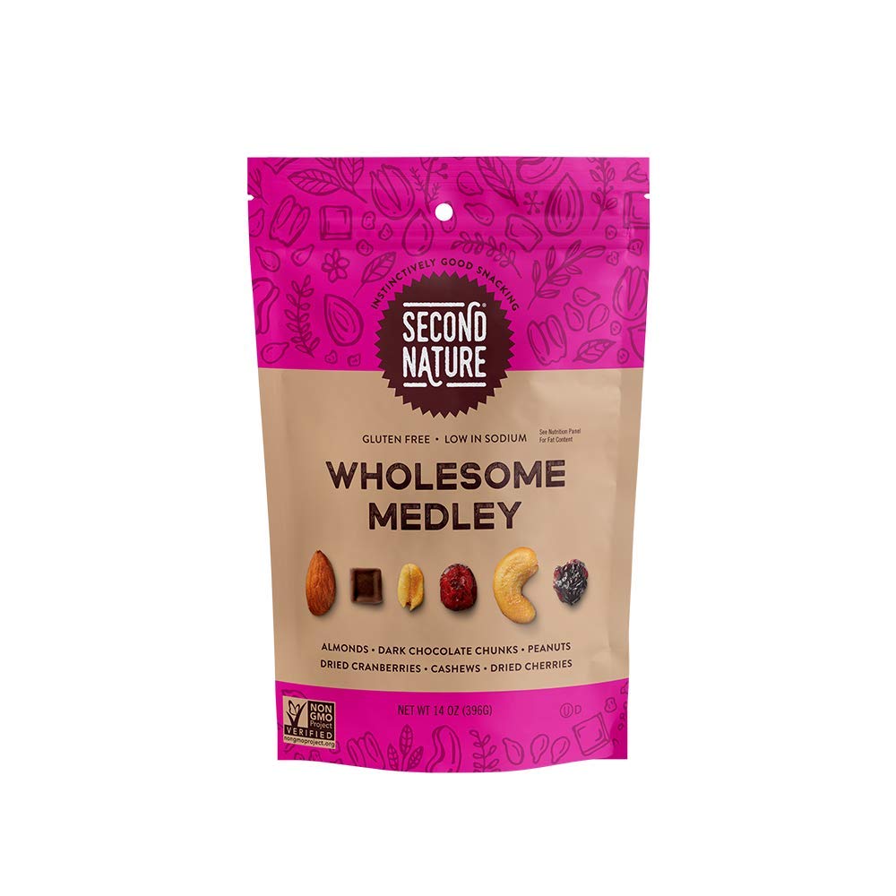 Second Nature Wholesome Medley Trail Mix - Healthy Nuts Snacks Blend - 14 oz Resealable Pouch