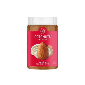 Octonuts Dry Roasted Roasted Vanilla Almond Nut Butter 16Oz - Pure Creamy Nut Butter - Heart Healthy And Delicious Foods - Gluten Free, Vegan, Kosher, Non-Gmo Nut Butters