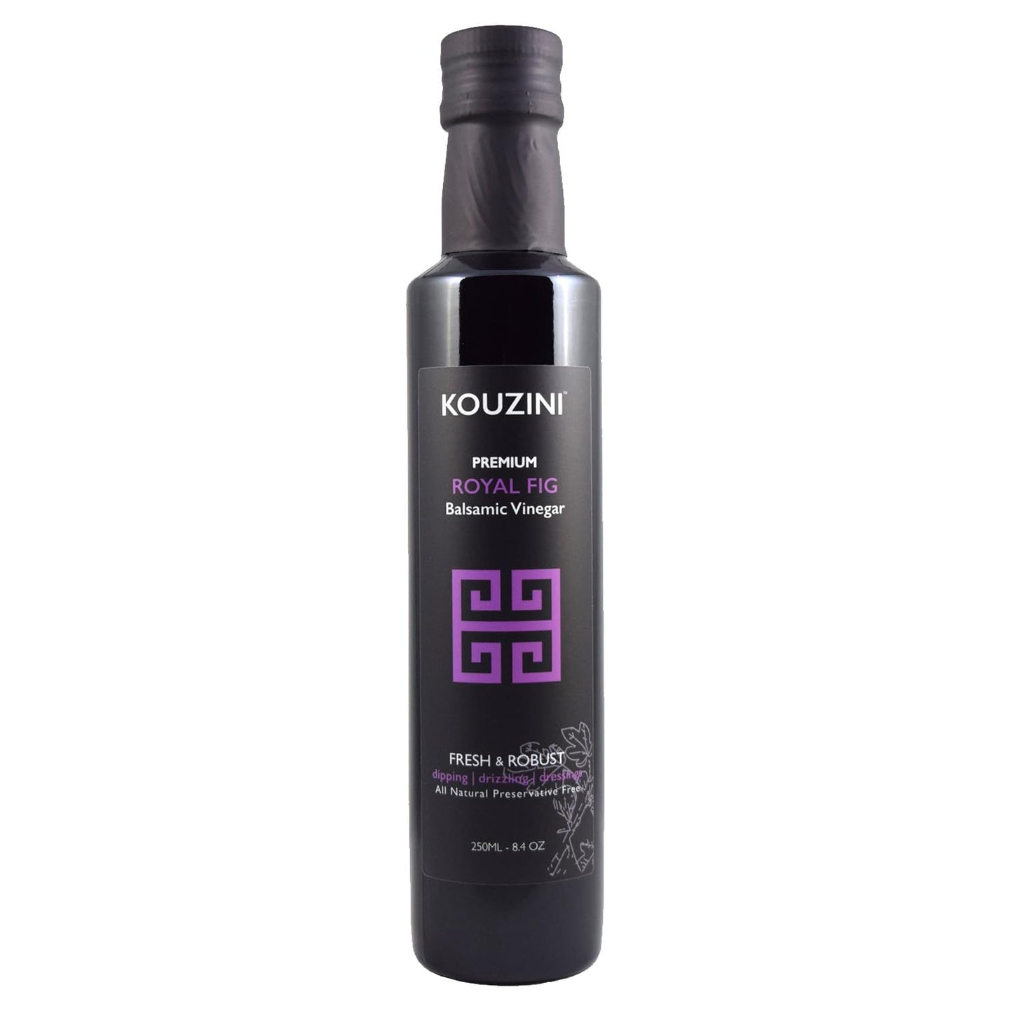 Kouzini Ultra Premium Royal Fig Balsamic Vinegar, Aged Balsamic Vinegars From Modena, Italy, Premium, Smooth & Full-Bodied Flavor, 250Ml Bottle