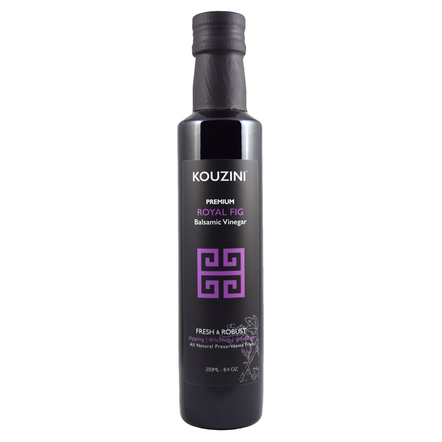 Kouzini Ultra Premium Royal Fig Balsamic Vinegar, Aged Balsamic Vinegars From Modena, Italy, Premium, Smooth & Full-Bodied Flavor, 250Ml Bottle