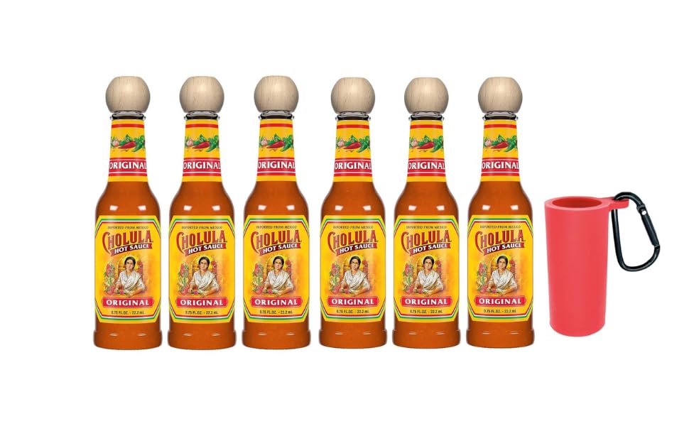 Cholula Hot Sauce Keychain - Portable 0.75 oz Mini Bottle with Custom Holder - Travel Size Cholula Bottle - On-the-Go Spicy Flav