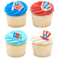 NCS USA Edible Sugar Cake Toppers - 12 Count, Red, White, Blue  , Flag, Hat