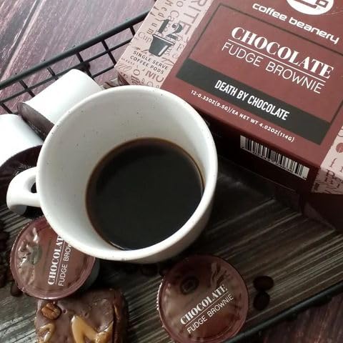 Coffee Beanery Chocolate Fudge Brownie Coffee Pods - 12ct Medium Roast Arabica Coffee, 1 Count Pack