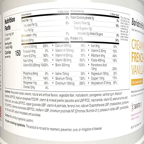 BariatricPal Protein ONE Complete Meal Replacement, Creamy French Vanilla, 22.4 oz, with Multivitamin, Calcium & Iron