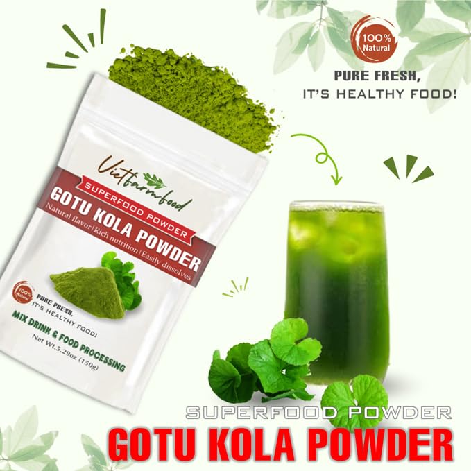 Gotu Kola Powder 5.29 Oz (150G) Vietfarmfood: Freeze-Dried Extracted From 100% Pure, Sugar-Free. Used To Mix Mixed Drinks Fresh