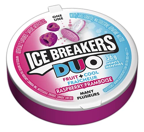 Ice Breakers Duo Raspberry Mints, 1.5oz (Pack of 6) - Refreshing Breath Fresheners, Imported from Canada