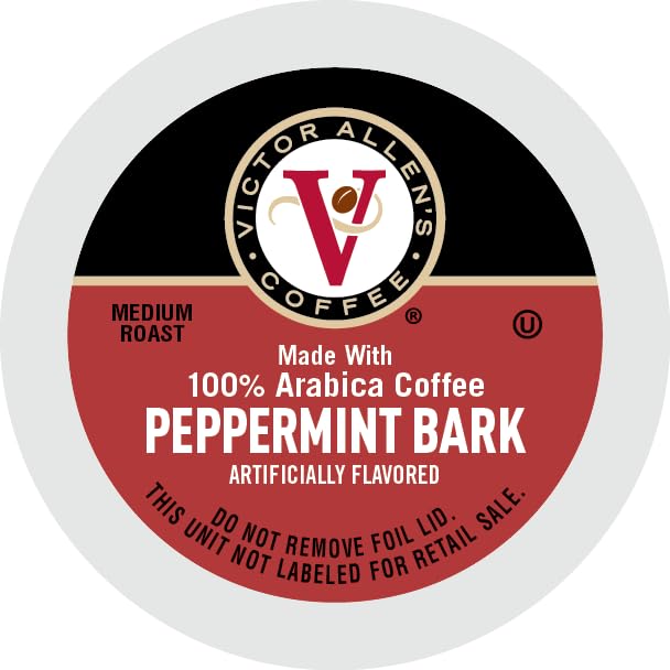 Victor Allens Coffee Peppermint Bark Medium Roast Single Serve Pods, 42 Count, Compatible with Keurig K-Cup malt-inspired, Brown